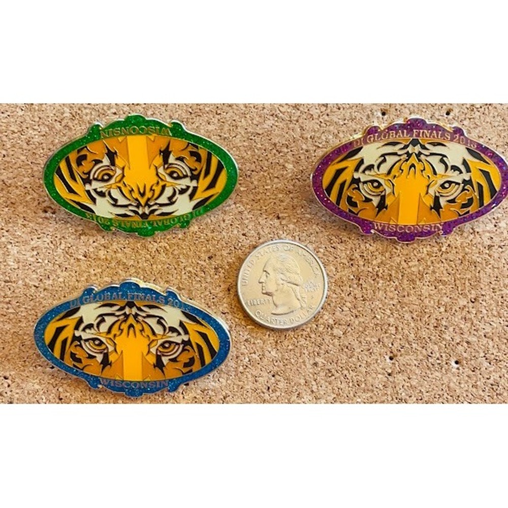 2013 Wisconsin WIDI Destination Imagination Tiger Eyes Glitter Pin  Lot 3